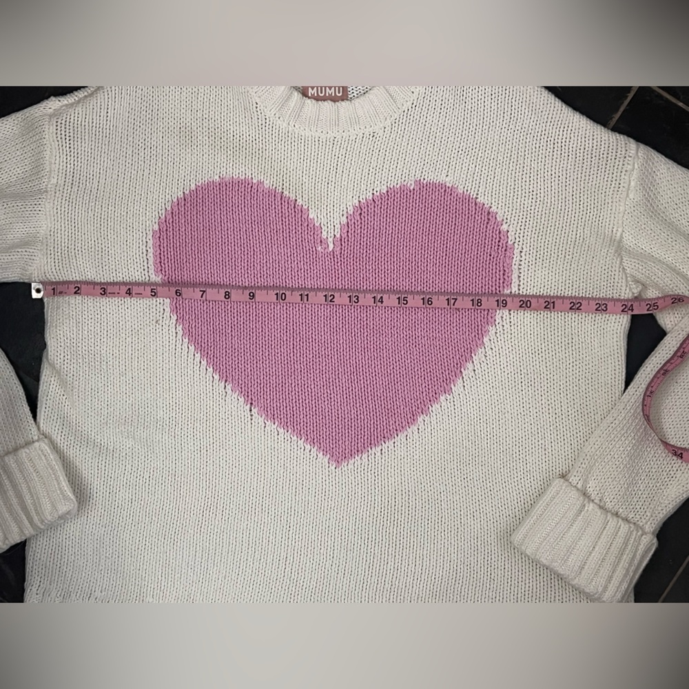 Show me your Mumu sweetheart heart sweater pink and white size large - Picture 6 of 7